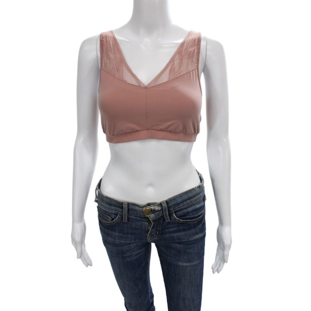 Hanro Womens Lace Detail V Neck Bra Pink Size Small Placeholder Title